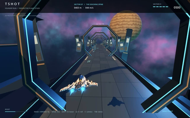 The ship rolls through a full rotation, revealing its modeled sides and underside.
