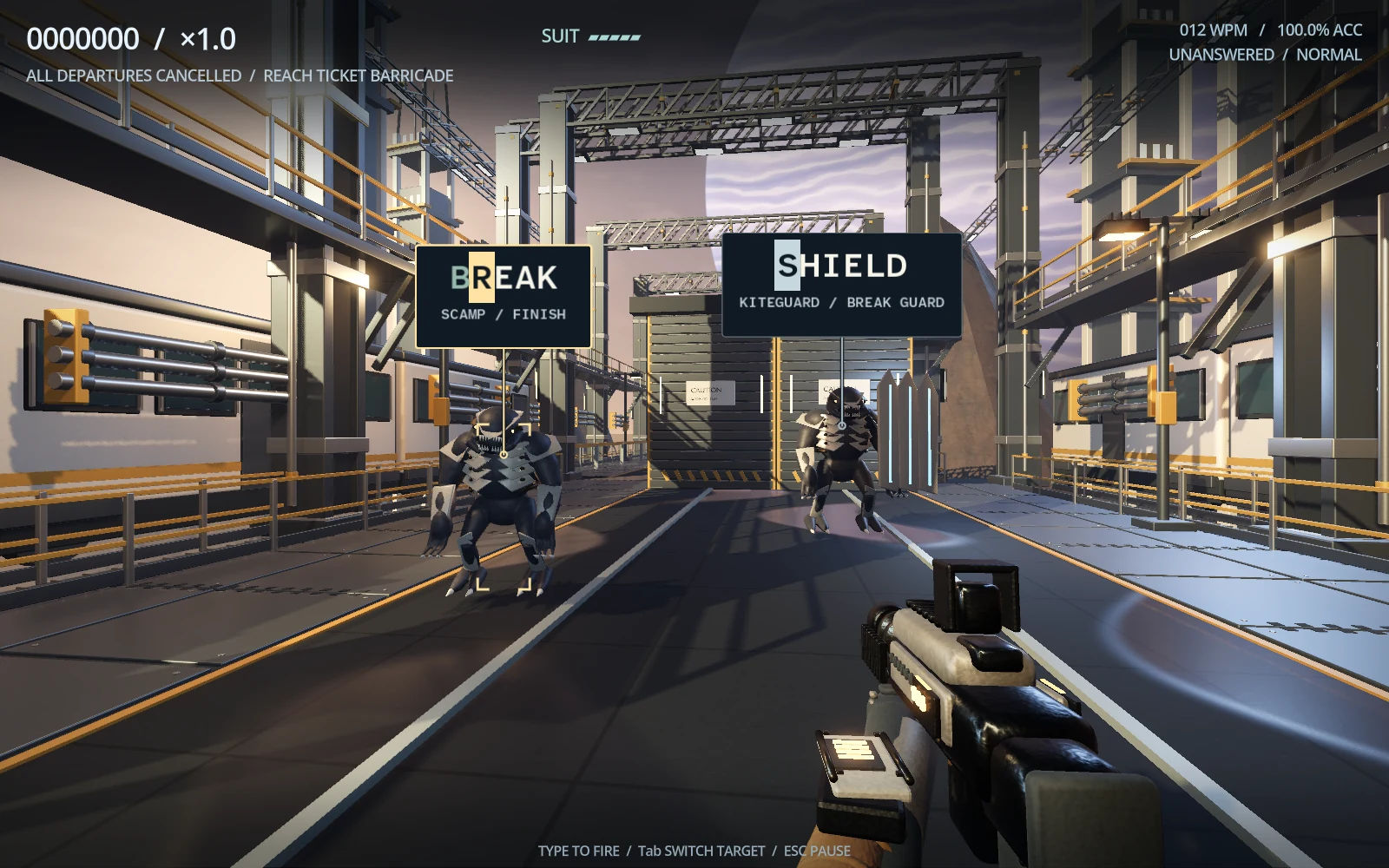 A second view of the revised industrial environment and target cards.