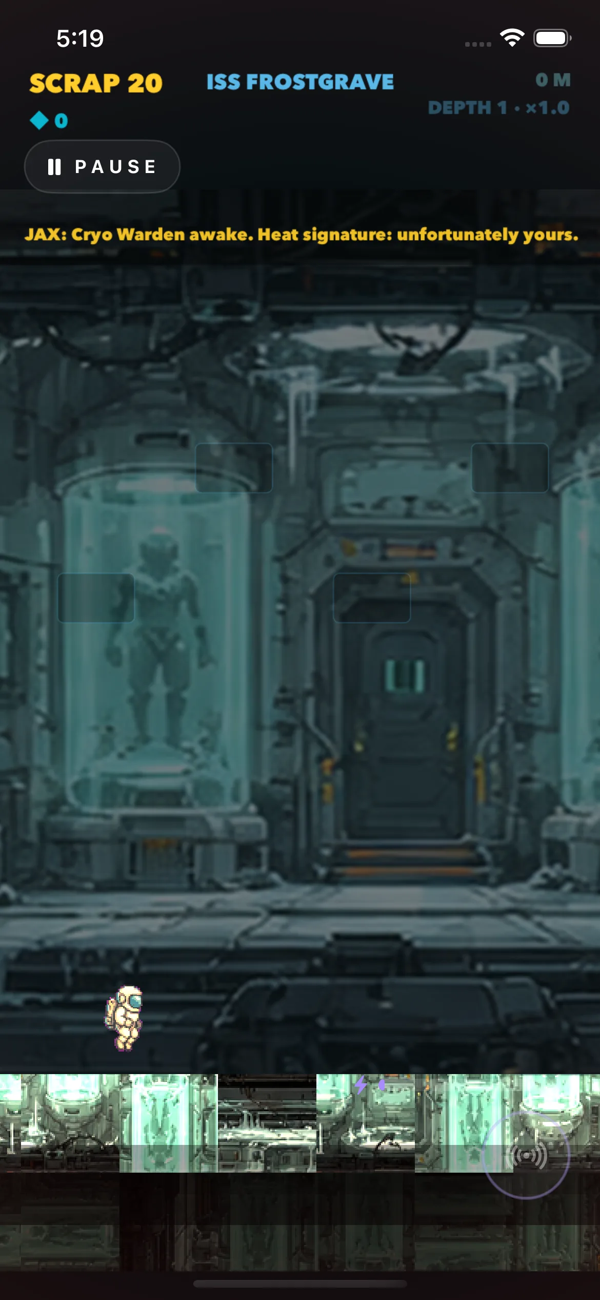 Wreck Diver cryo biome gameplay with App Store media treatment.