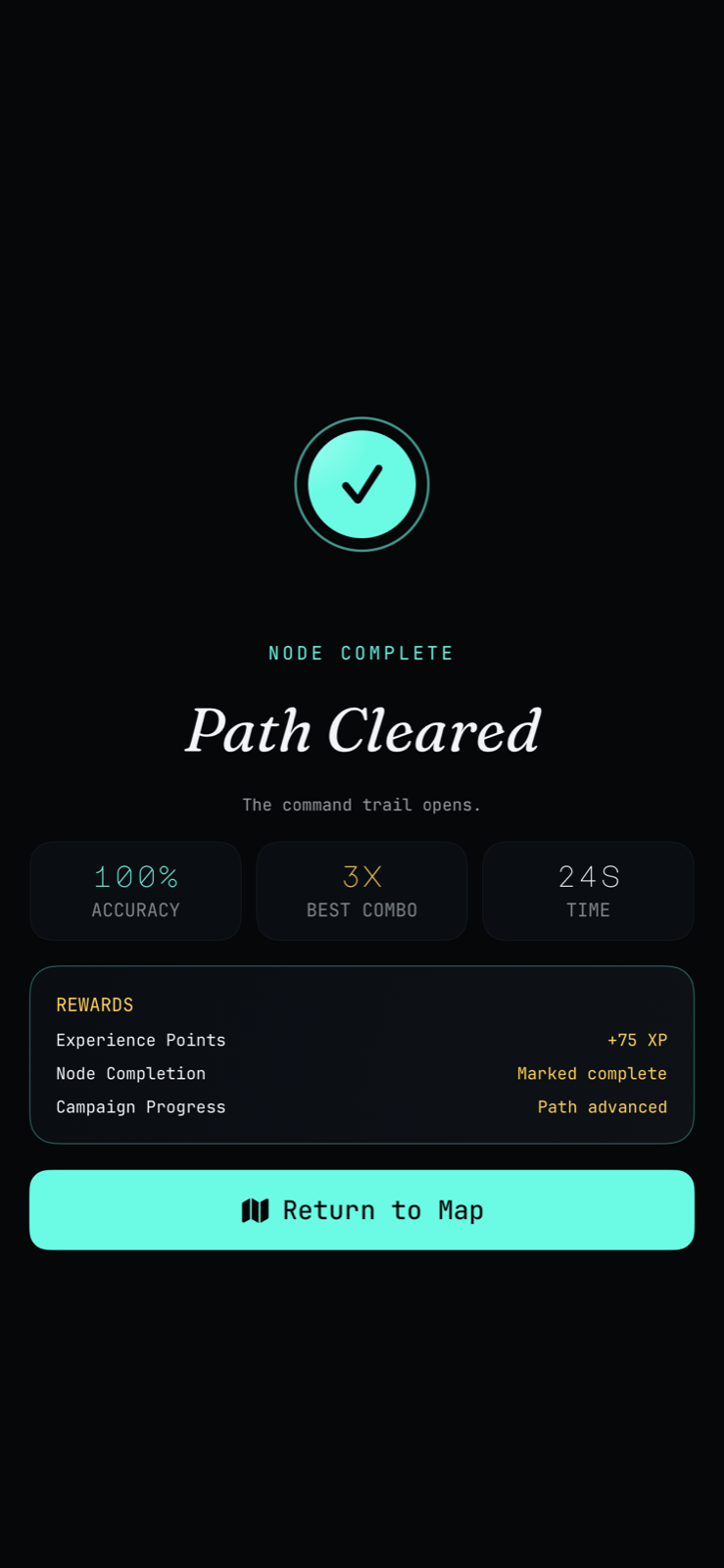 Shell Atlas victory screen after completing a campaign encounter.