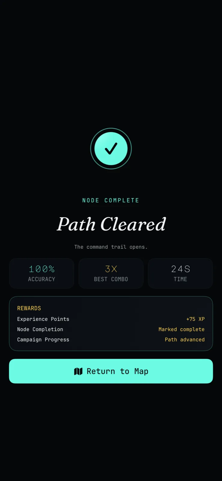 Shell Atlas victory screen after completing a campaign encounter.