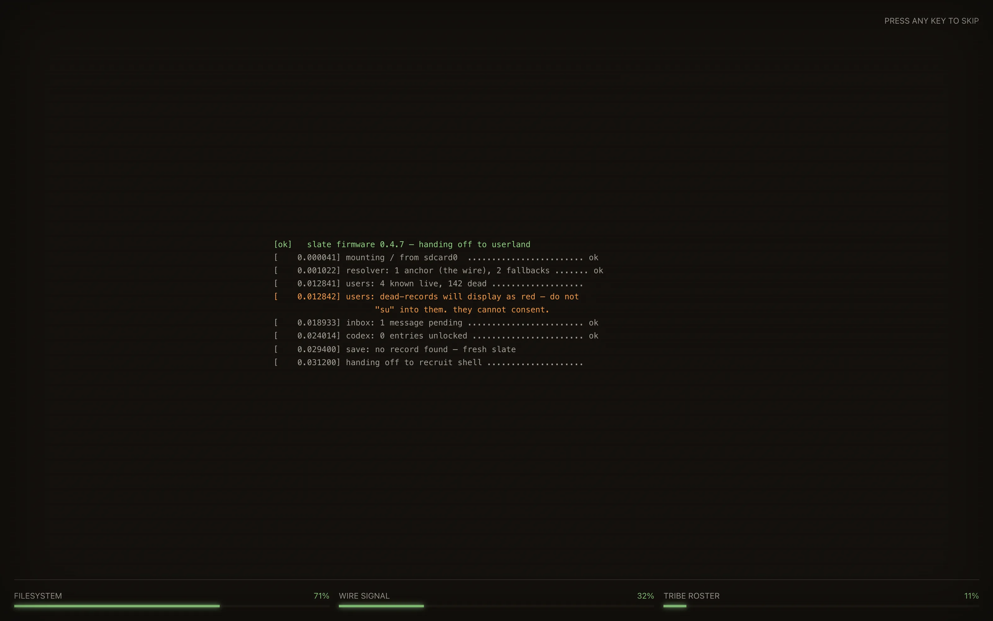 Terminal Tribe desktop campaign screen with terminal, story panel, hints, and unlocks.